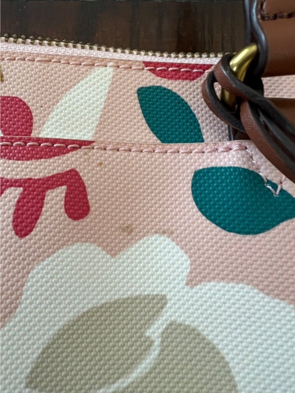 Fossil Mothers Day Large Shopper Tote Shoulder Bag Purse Pink Floral Print Key - Picture 8 of 11